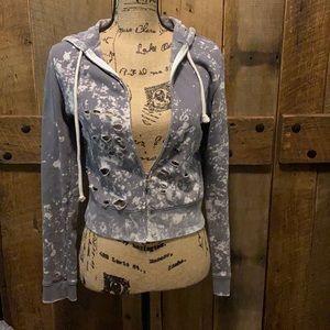 Distressed zip up hoodie